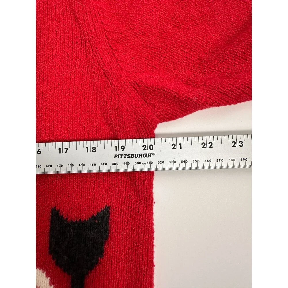 Coldwater‎ Creek Red Bejeweled Cats Kitchy Zip Sweater Jacket Size L - Picture 7 of 16